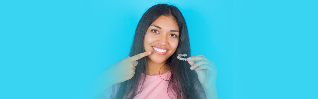 Teenager getting invisalign at Waterdown Smiles Dentistry.